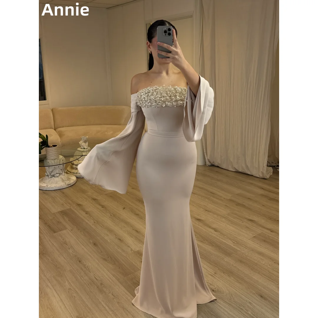 

Annie Glitter Sequins Prom Dresses Trumpet Long Sleeves Slim Fit Evening Dresses Elegant Lady Party Dresses فساتين سهرة