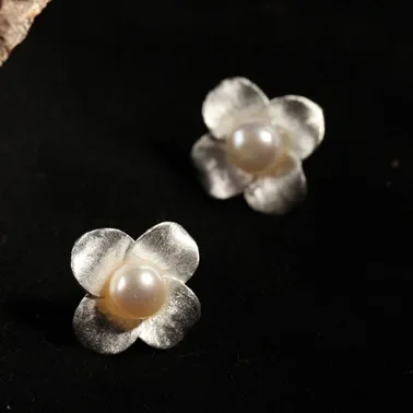 REETI 925 sterling silver kwiat perła stadniny kolczyki dla kobiet elegancka biżuteria ślubna pendientes mujer moda 2019 Brincos — zdjęcie 2