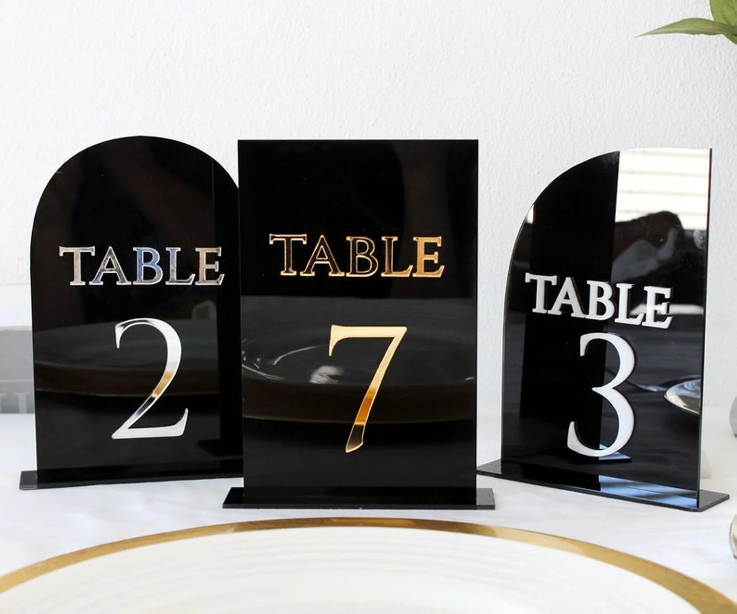 

Black Gold Table Number, Luxury Wedding, Acrylic Wedding Decor, Laser cut, 3D lettering, Gold Wedding Table Numbers