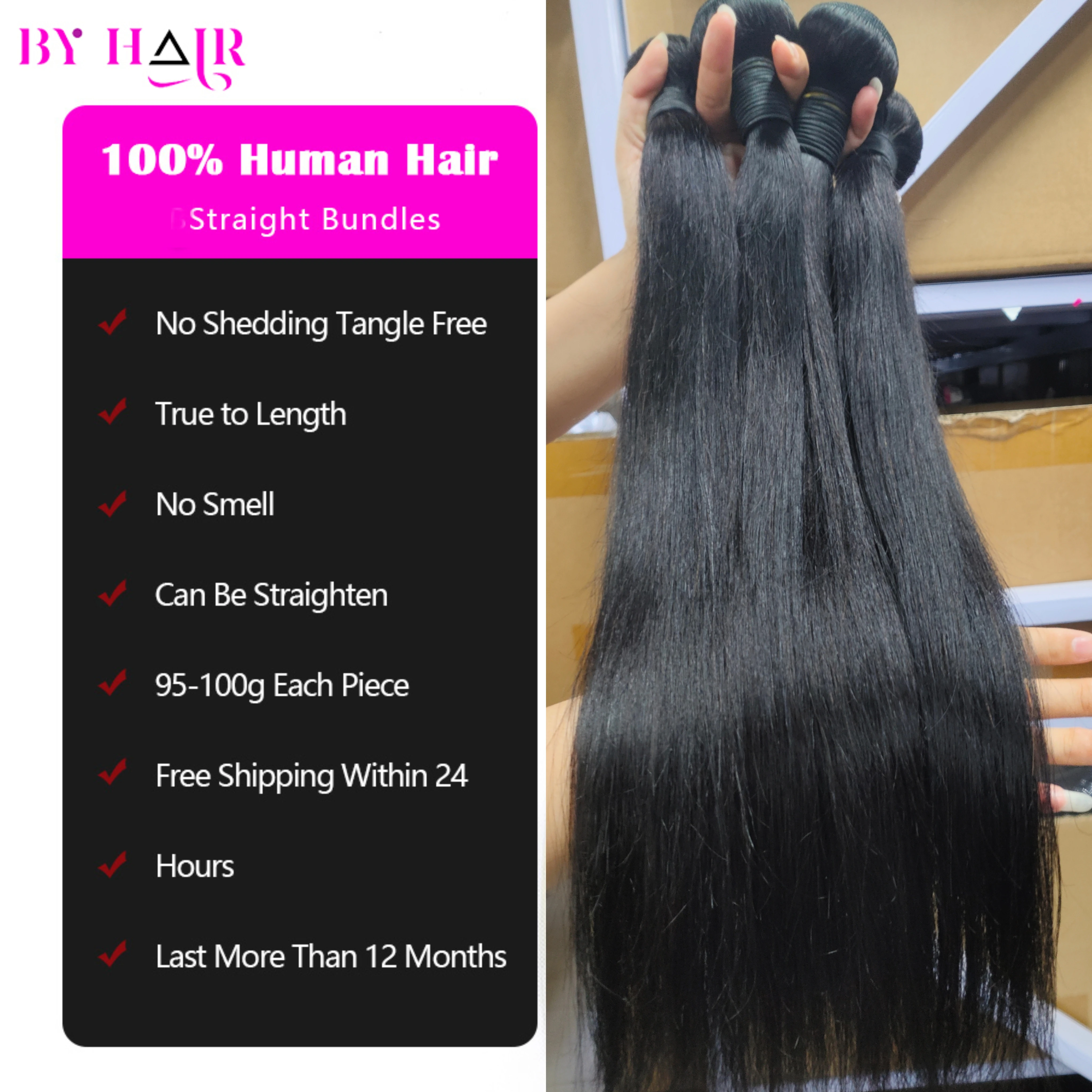 12A Straight Human Hair Bundles Bone Straight 100% Human Hair Bundle With Closure 4x4 Lace Closure with 36 38 40 inch Remy Hair