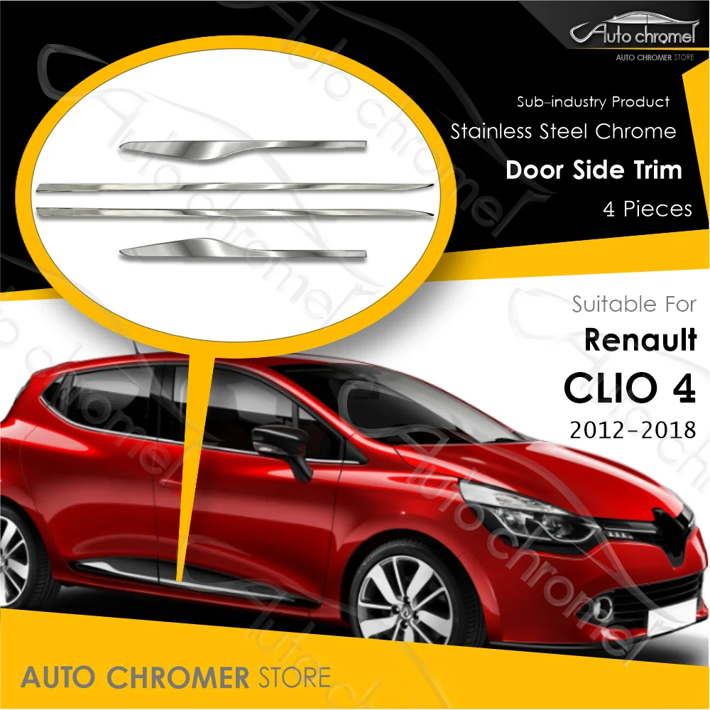 

For Renault Clio 4 Door Side Trims Chrome & Red Automobile External Parts Styling Upgrading Vehicle Car Accessories