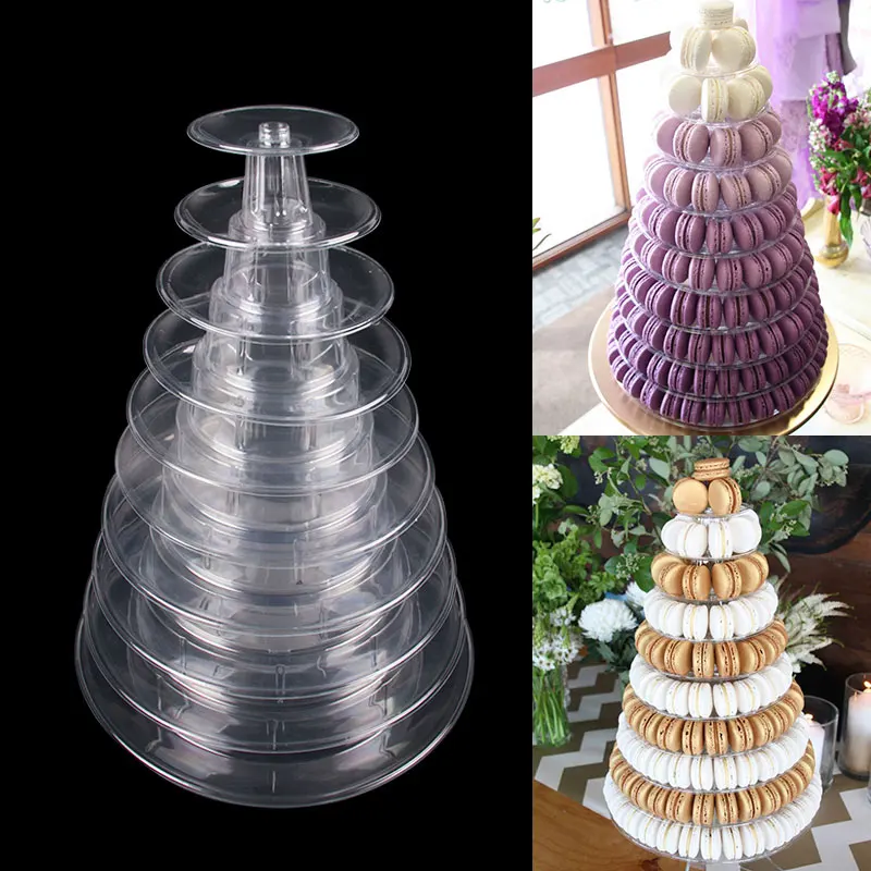 4/6/10 Tiers Macarons Display Tower PVC Macaron Cupcake Stand Tray For Wedding Birthday Party Dessert Decoration Party Tools