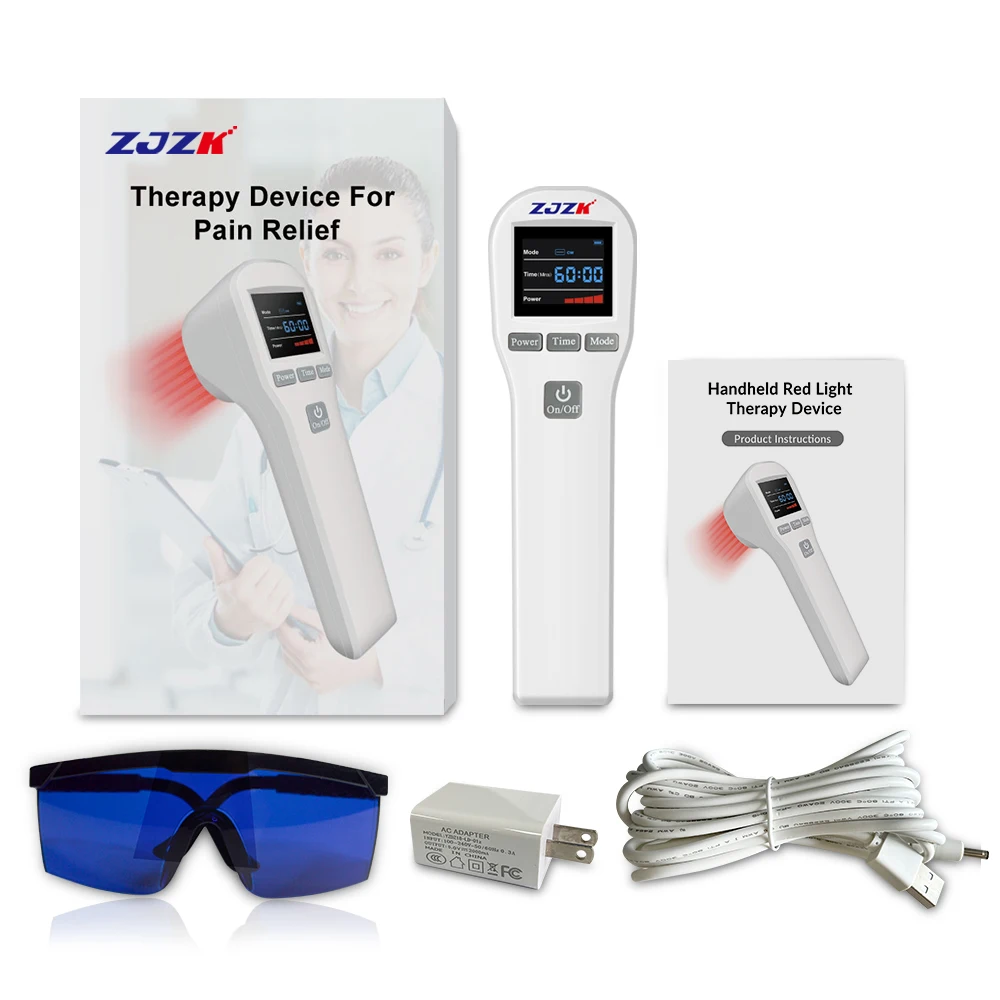 ZJZK Handheld Laser Therapy Device 650nm 808nm Infrared Physiotherapy Apparatus for Pain Relief Knee Shoulder Back Tennis Elbow