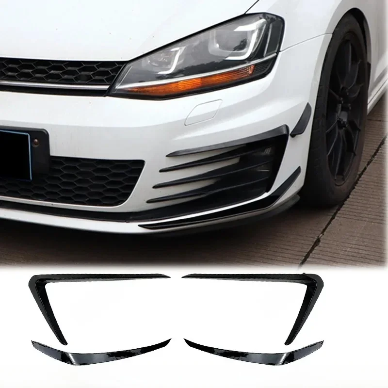 Czarny przedni zderzak Splitter do VW GOLF 7 MK7 GTi 2013-2016 Osłona świateł przeciwmgielnych Air Vent Trim Flap Canards Body Kit Akcesoria samochodowe — zdjęcie 2