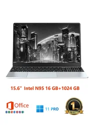 15.6 inch Intel N95 Business Laptop 16GB RAM 512GB SSD Backlit Keyboard With Fingerprint Bluetooth Camera for PS Office 365