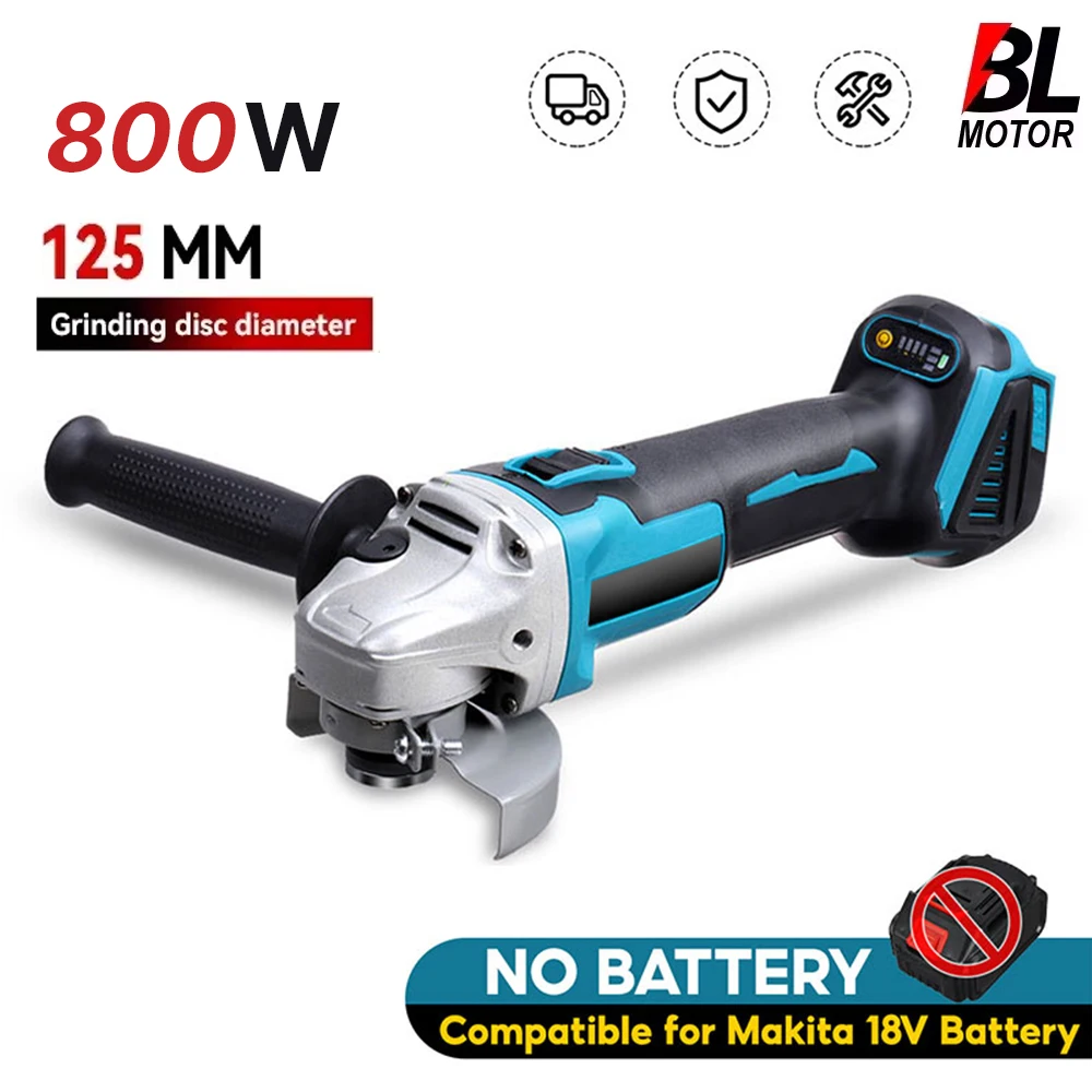 125MM Brushless Electric Angle Grinder W 4 Gear Polishing baking Machine Metal Wood Power Tool For Makita Battery