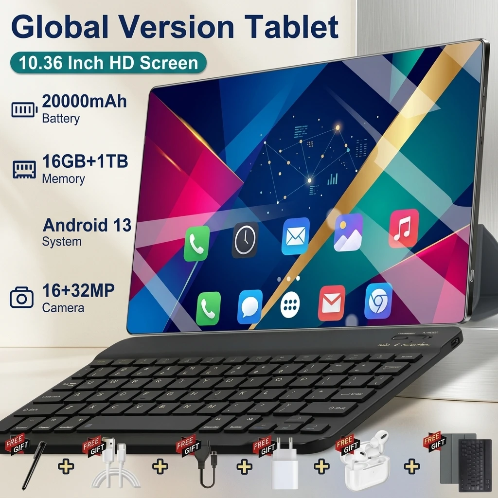 10.36 Inch Tablet Pc Android 13 5g Network with Google Play 14 Core Processor Bluetooth Dual Camera Dual Sim Wifi 16Gb+1Tb Rom