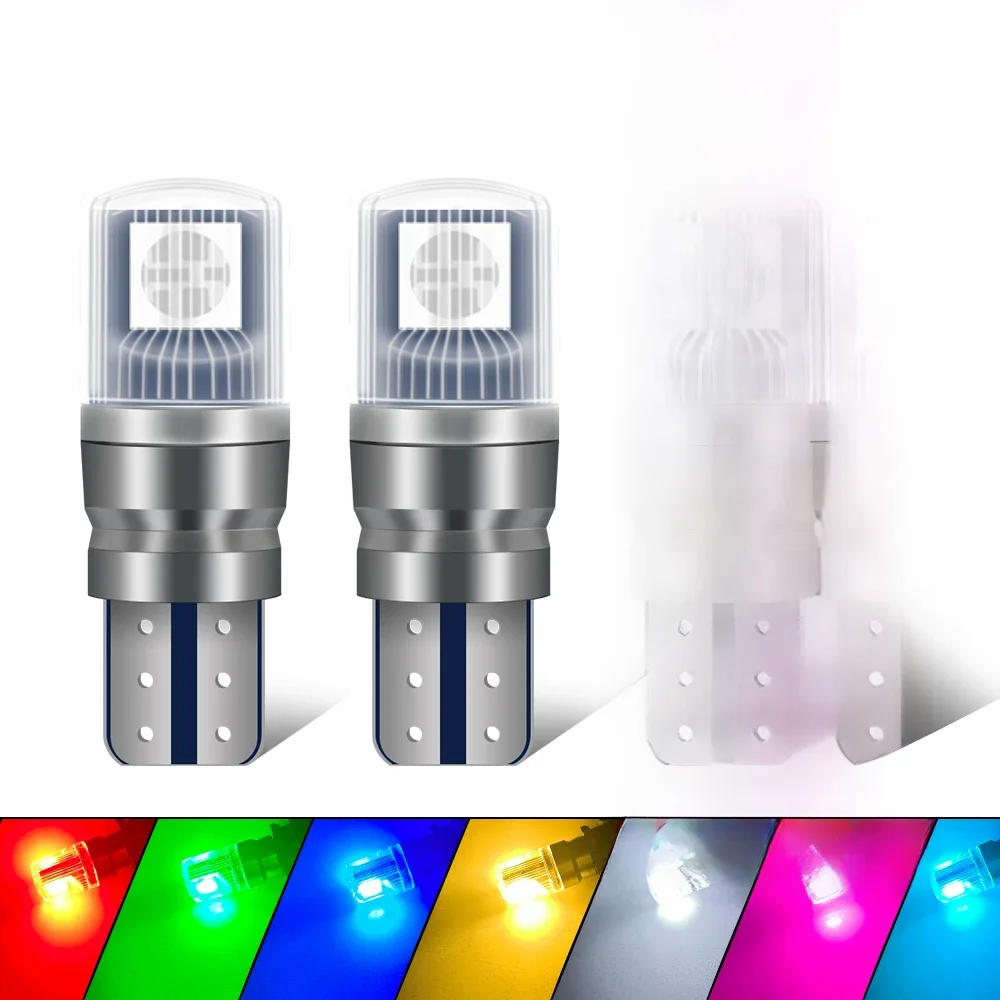 Pilot zdalnego sterowania z 2 szt. RGB T10 W5W LED 194 168 5050 12 V Samochodowa lampka do czytania Lampka narożna RGB Żarówka LED — 2