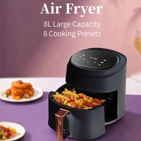 8L Large Capacity Air Fryer 8 Presets Smart Touch Visible Window High Quality Airfryer for Family Meals Easy to Clean