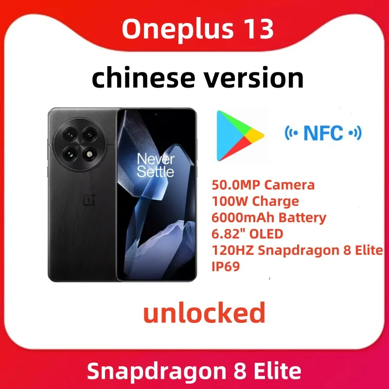 Original Oneplus 13 Mobile Phone 50.0MP Camera 100W Charge 6000mAh Battery 6.82