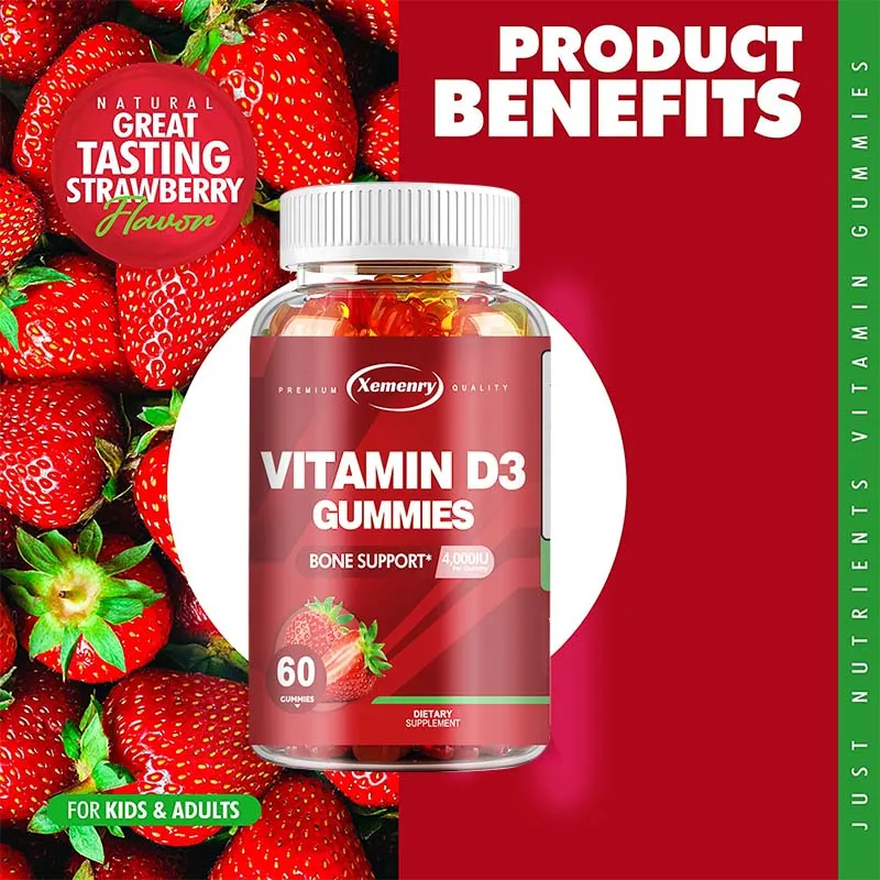 Vitamin D3 - Helps Calcium Absorption, Fights Fatigue, Improves Immunity, and Promotes Muscle and Bone Health - 60 Gummies