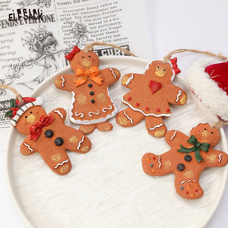

ELFSACK 2025 Winter New Arrivals Christmas Cute Bow Gingerbread Man Doll For Women