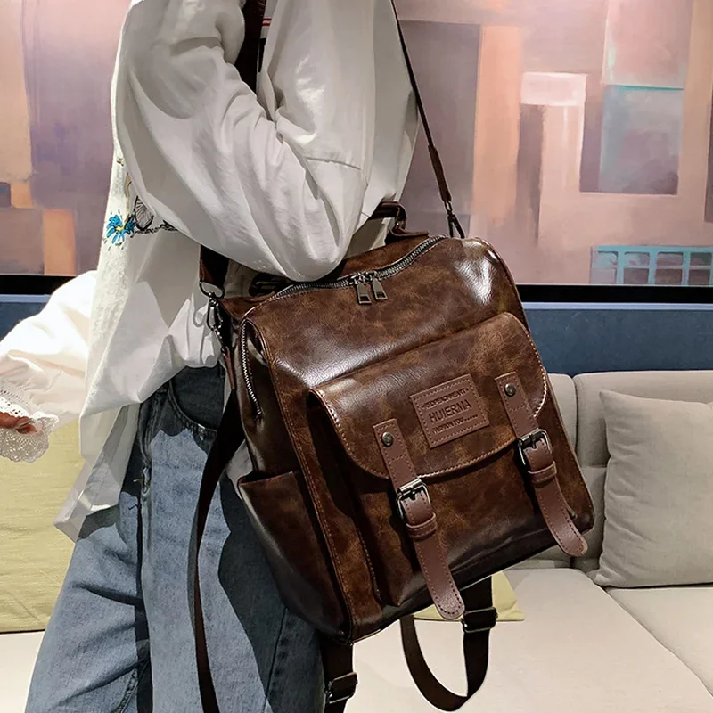 2023 moda damska plecak wysokiej jakości młodzieżowe plecaki ze skóry PU dla nastoletnich dziewcząt kobieca szkolna torba na ramię Bagpack mochila — zdjęcie 2