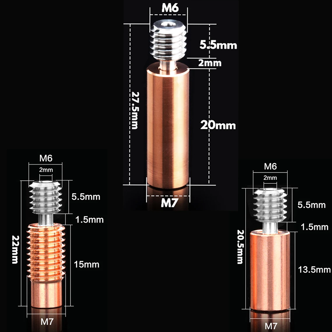 3D Printer Parts V6 Titanium Alloy Bi-Metal Heat Break Throat E3D Smooth Thread Heatbreak 1.75MM Filament All Metal Throat