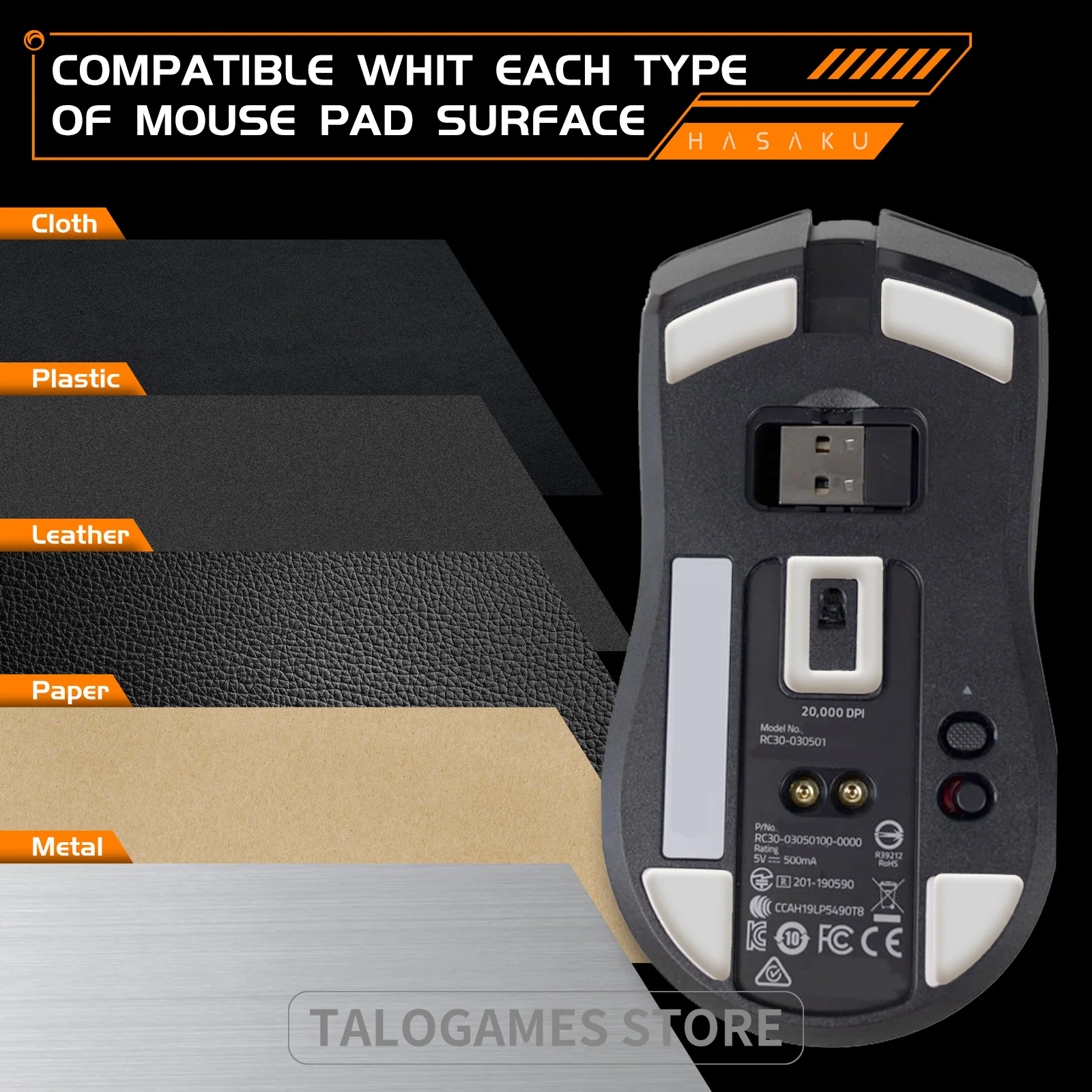 2 Sets HASAKU Rounded Curved Edges Gaming Mouse Feet Skates for Razer VIPER Ultimate Wireless E-sport Mouse Feet Pad Replacement view 3