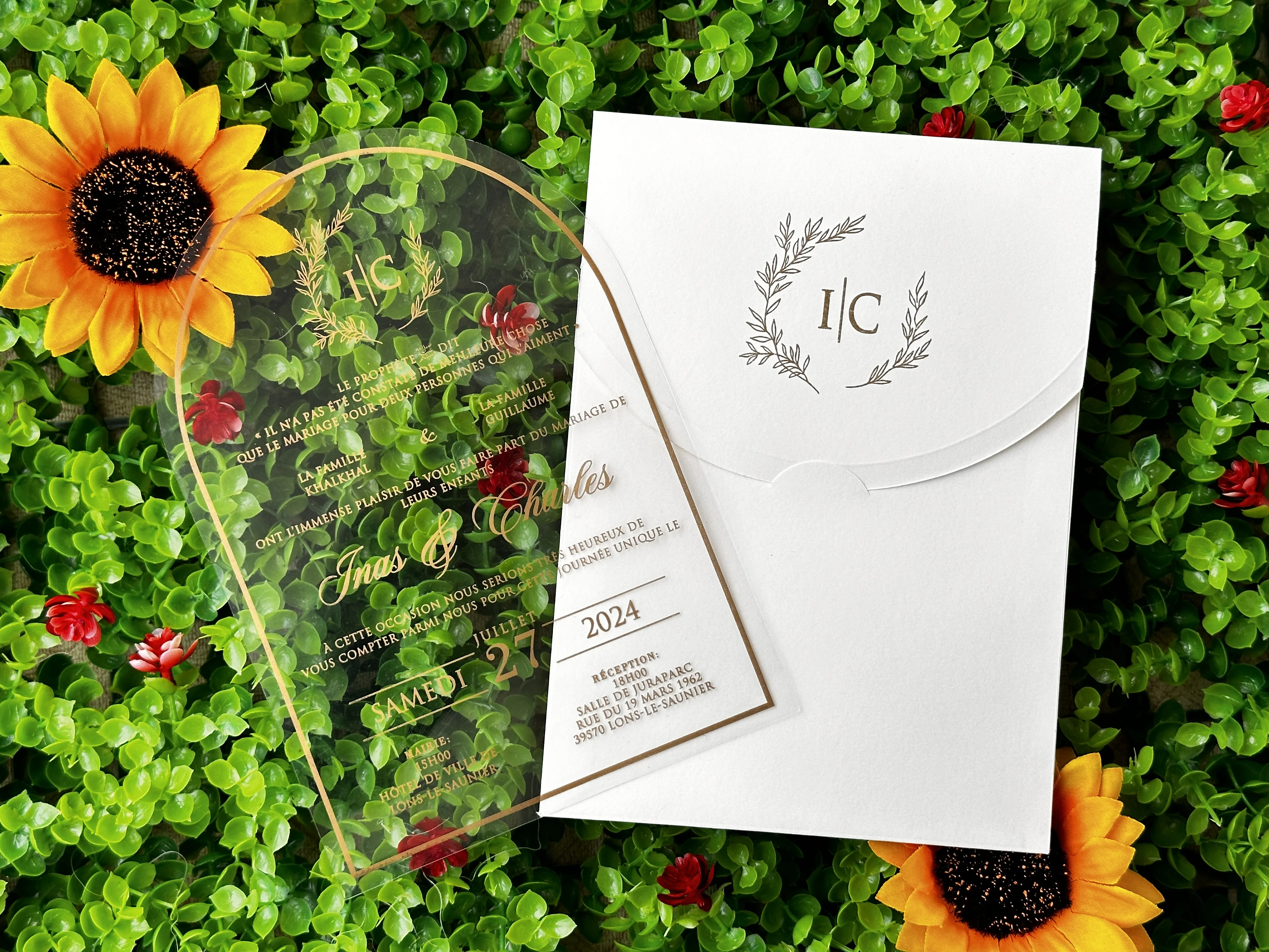 100pcs custom wedding party christmas event card birthday invitation card handmade 2024 wedding season faire part acrylic