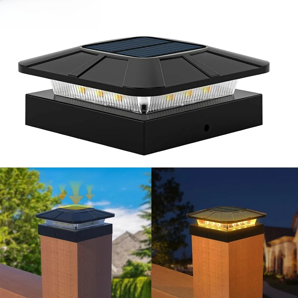 Solar Post Cap Lights Outdoor Waterdichte LED-dekverlichting met 2 kleurmodi 4x4 hekpalen Licht voor Patio Garden Yard Decor - afbeelding 2