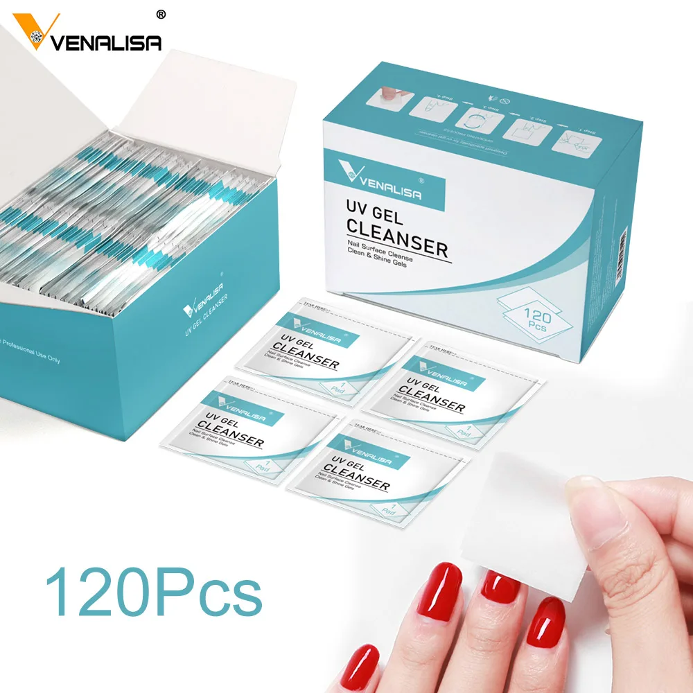 Toalhetes Removedor de Venalisa para Esmalte, Toalhetes de Manicure, Nail Art, Removedor de Gel UV, Desengordurante, Gel Polonês, 20Pcs, 120Pcs