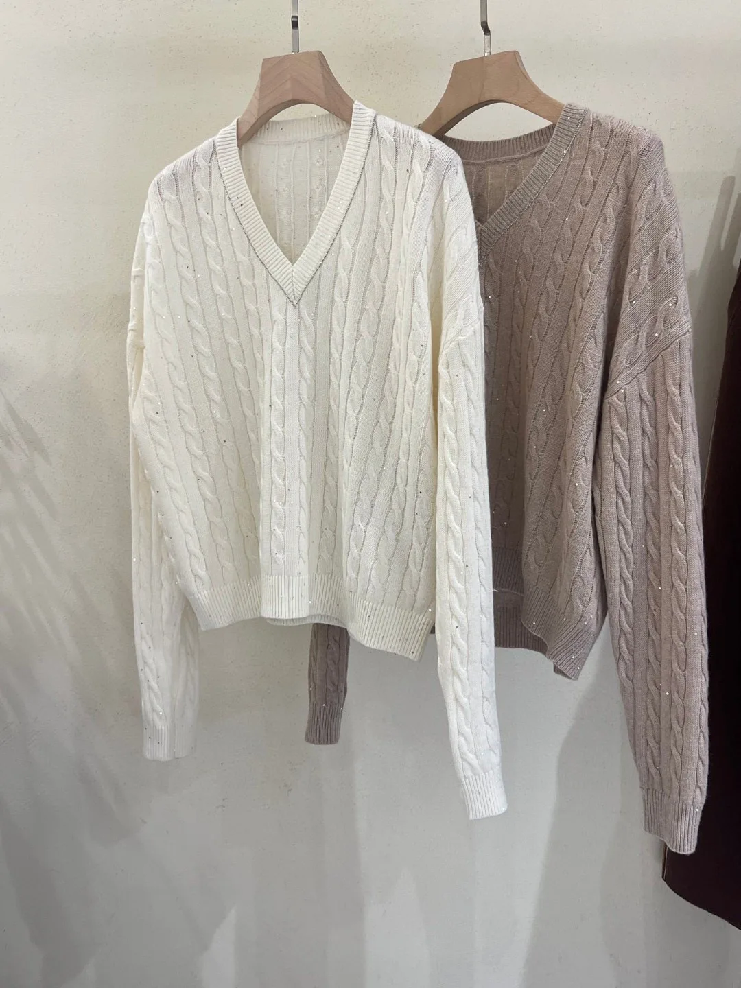 Casual loose merino wool twisted knit pullover