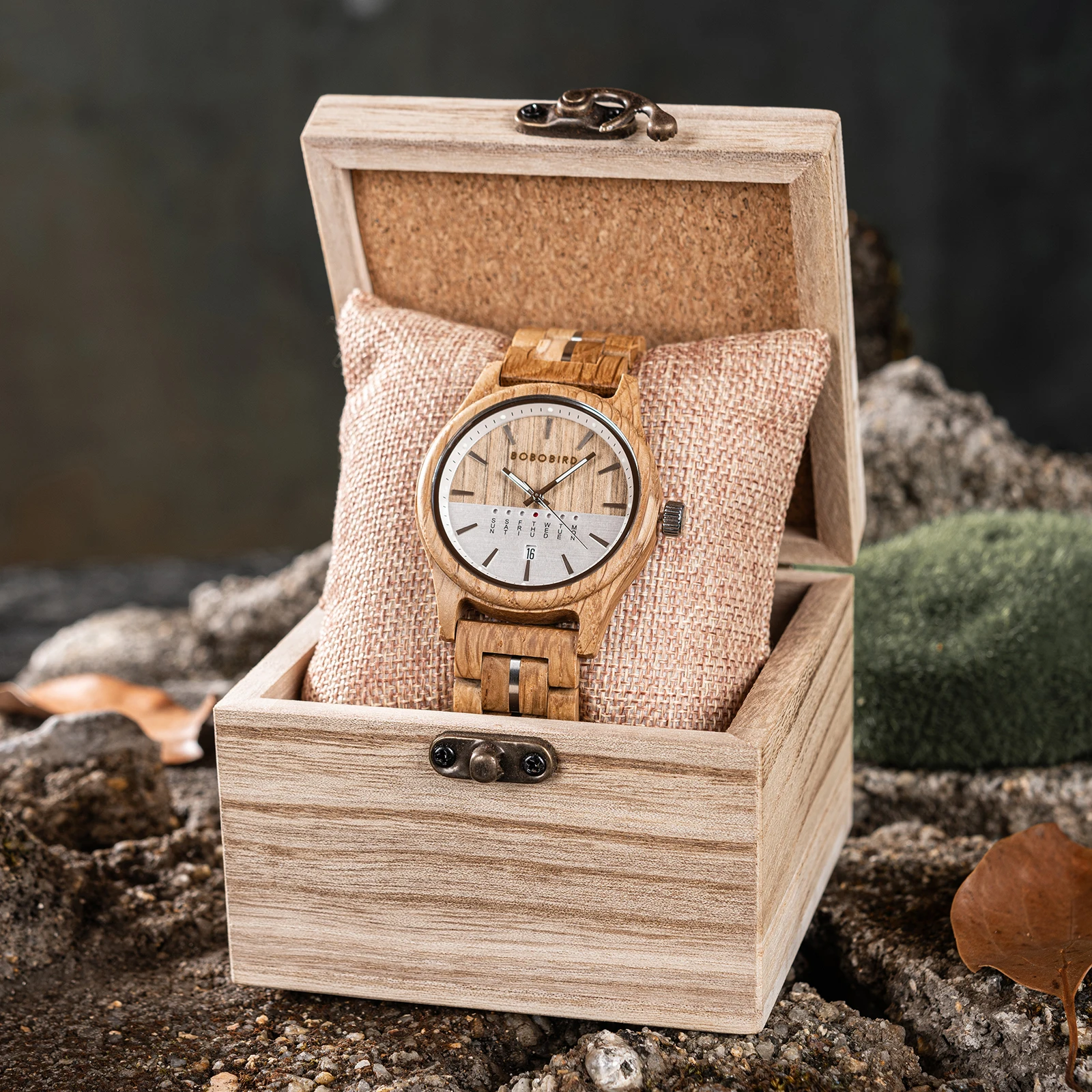 BOBO BIRD Wooden Quartz Watch Vintage Man Watch With Calendar Original Luxury Brands Men\'s Wooden Wristwatch 2024 New Arrival