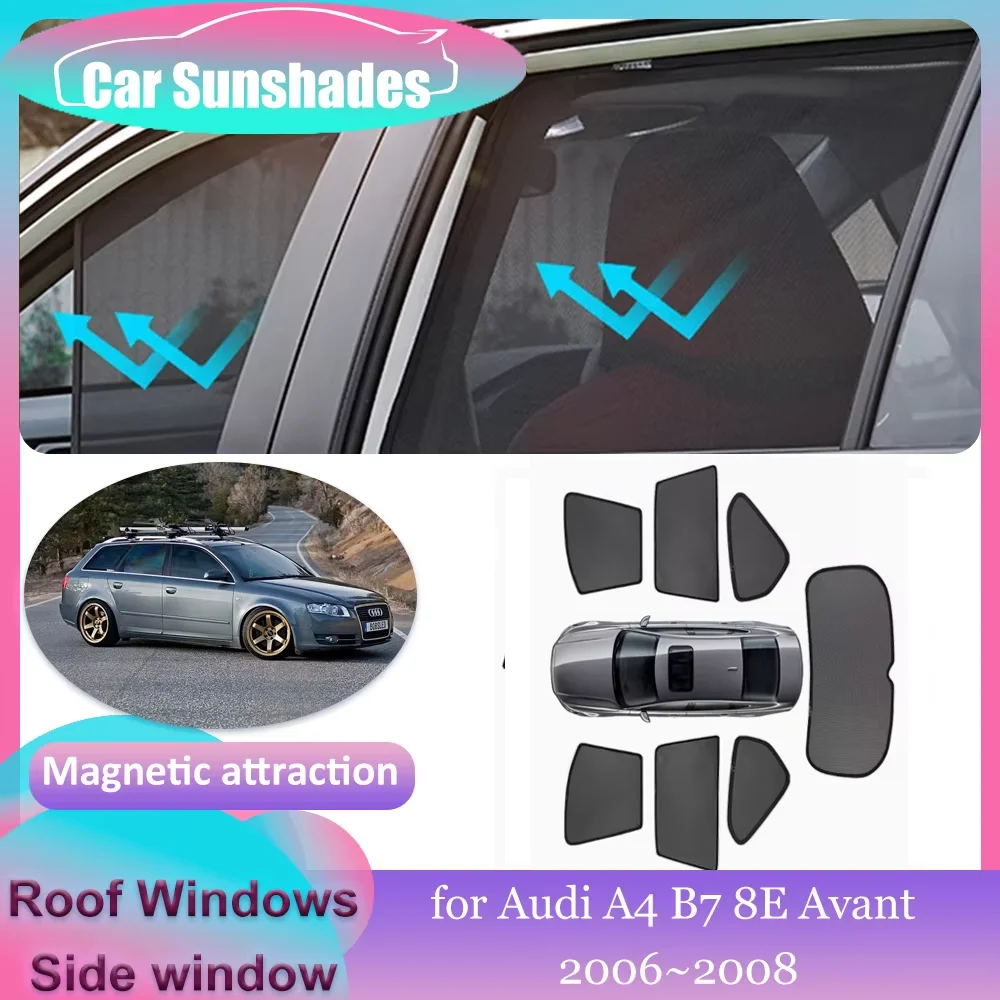 

Автомобильные магнитные солнцезащитные козырьки для Audi A4 B7 8E Avant 2006 ~ 2008 на крыше, солнцезащитный козырек, лобовое стекло, занавеска на крыше, аксессуары