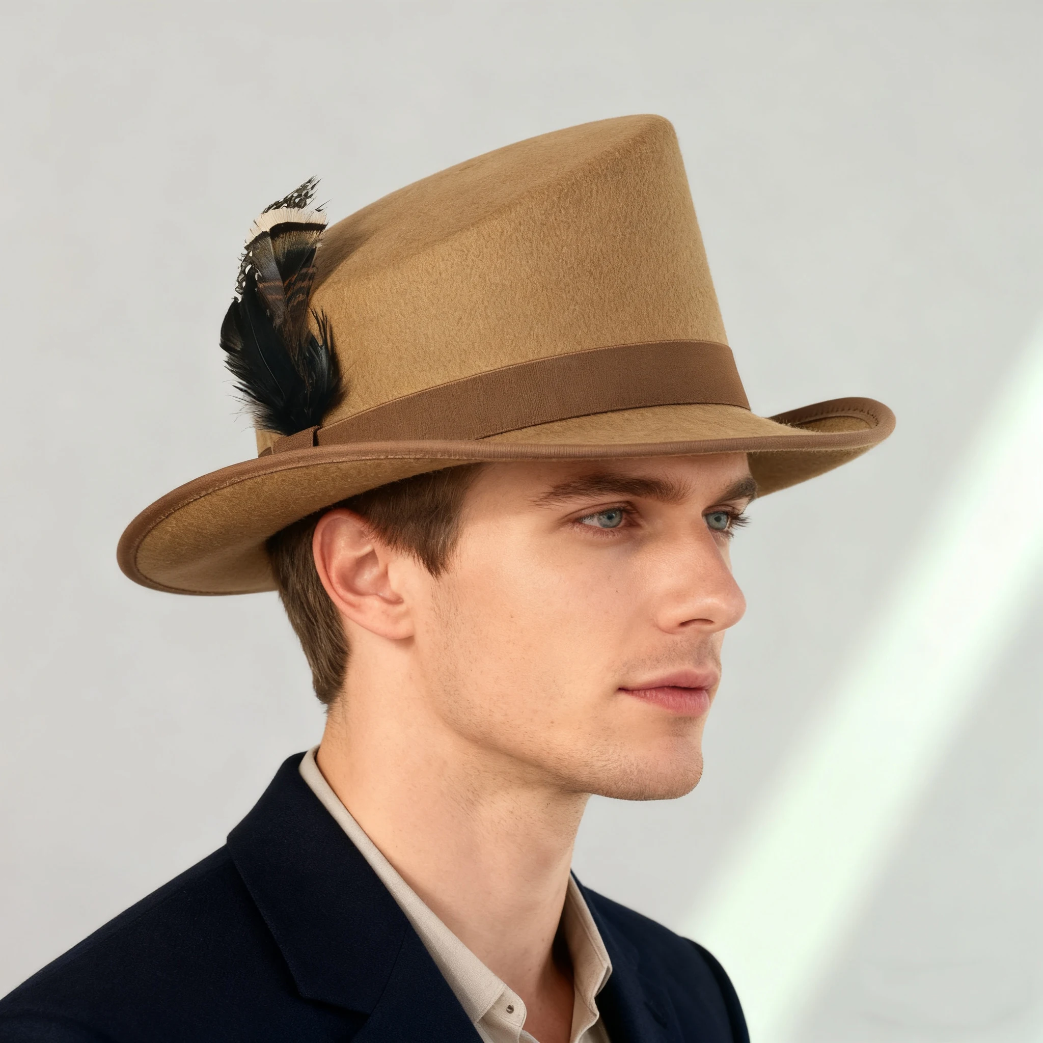 Sloping Top Man Fedora Unisex Gentleman Cosplay Derby Bowler Hat British Shape Hat Autumn WInter Magic Hat Feather Accessories