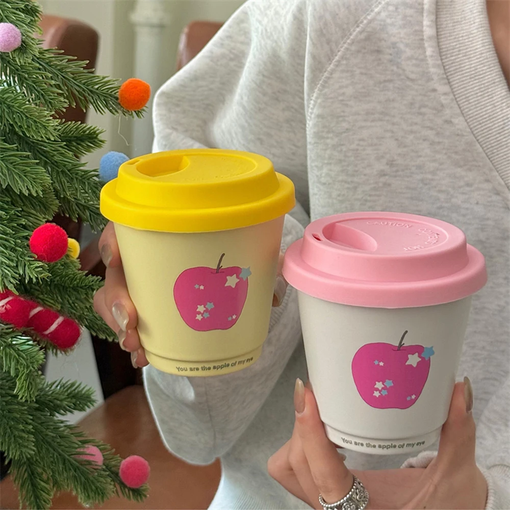 Cute Korean Coffee Cups 220ml Kawaii Creative Ceramic Mug Tea Espresso Aesthetic Breakfast Cup Christmas Mug Gift For Women Girl