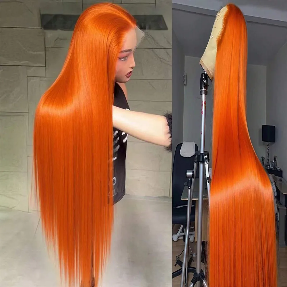 Ginger Wig Human Hair Oranger Ginger Lace Front Wigs Human Hair Straight 13x4 HD Lace Frontal Wigs Human Hair With Baby Hair 350