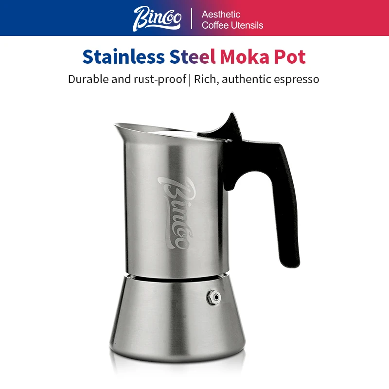 

Bincoo Straight Stainless Steel Moka Pot Concentrated Extraction Electric Ceramic Stove Heated Base Coffee Pot Italian Home 220V