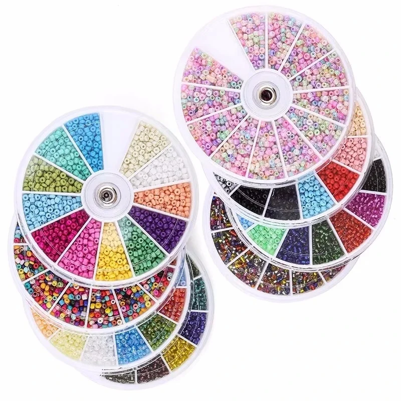 2000 pièces 2mm perles de rocaille en verre ensemble 12 grilles breloques bijoux perles pour Bracelet collier boucles d'oreilles artisanat fait à la main fabrication de bijoux à bricoler soi-même