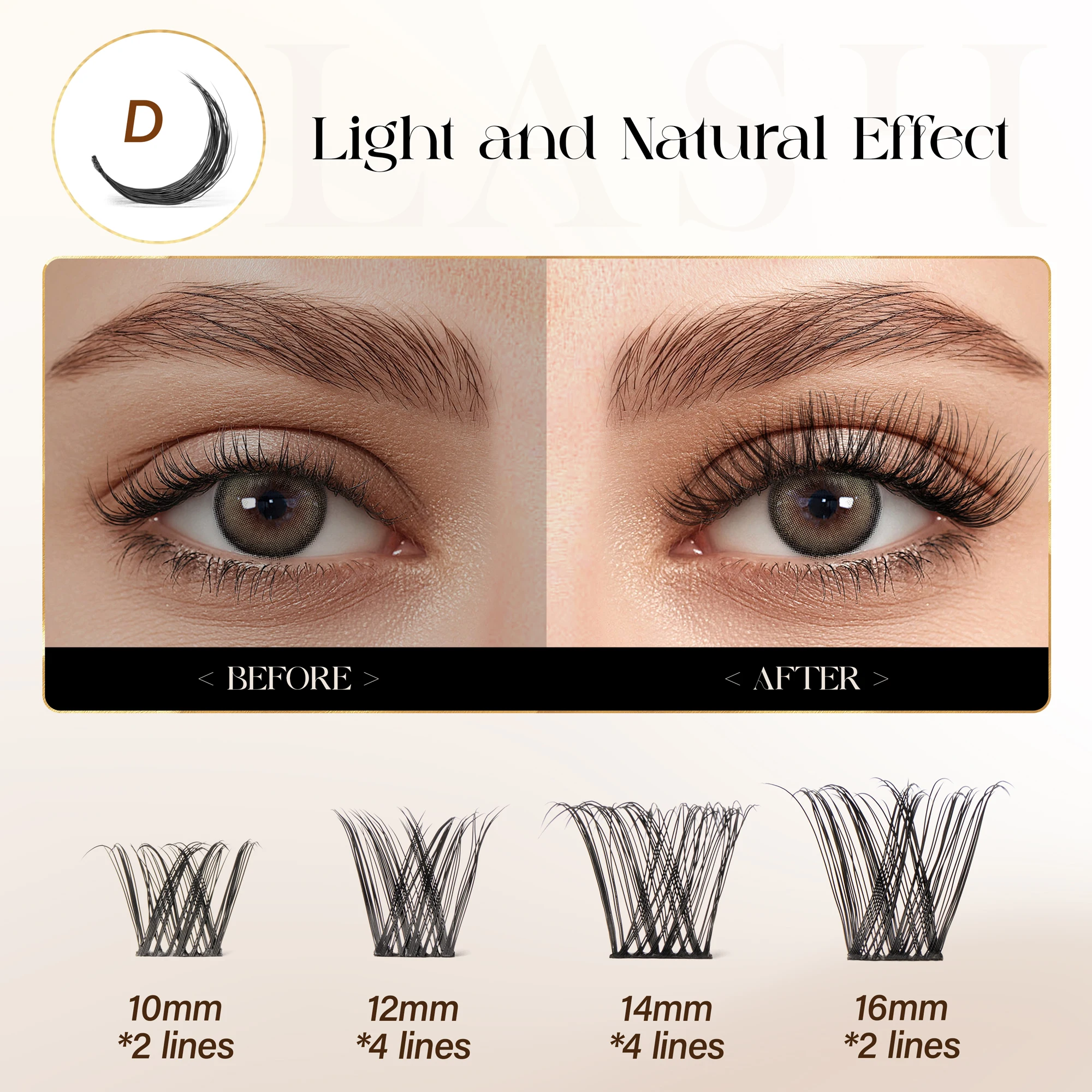 Befer DIY Wimpern-Cluster Flauschige Künstliche Wimpern D-Curl Volumen-Cluster Wimpernverlängerung Weiche Einzelwimpern Lieferant Make-up – Detail 4