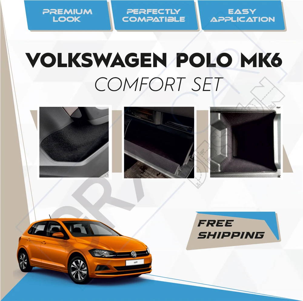 Volkswagen Polo MK6 Comfort Set-Ready Fabric Coating In-Car Accessory Self-Adhesive Insulation Effective Coating Set