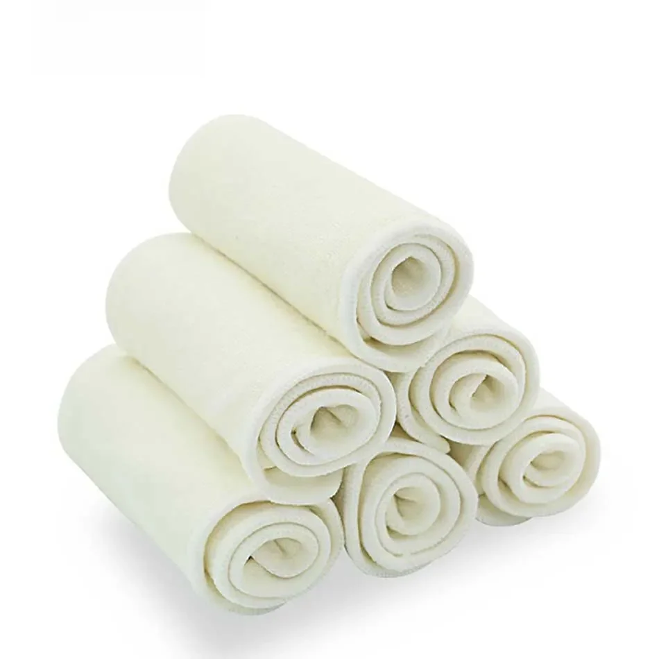 Happy Flute 5/10 pcs 4 layers bamboo Liner Insert For Baby Cloth Diaper Nappy Natural Bamboo Washable