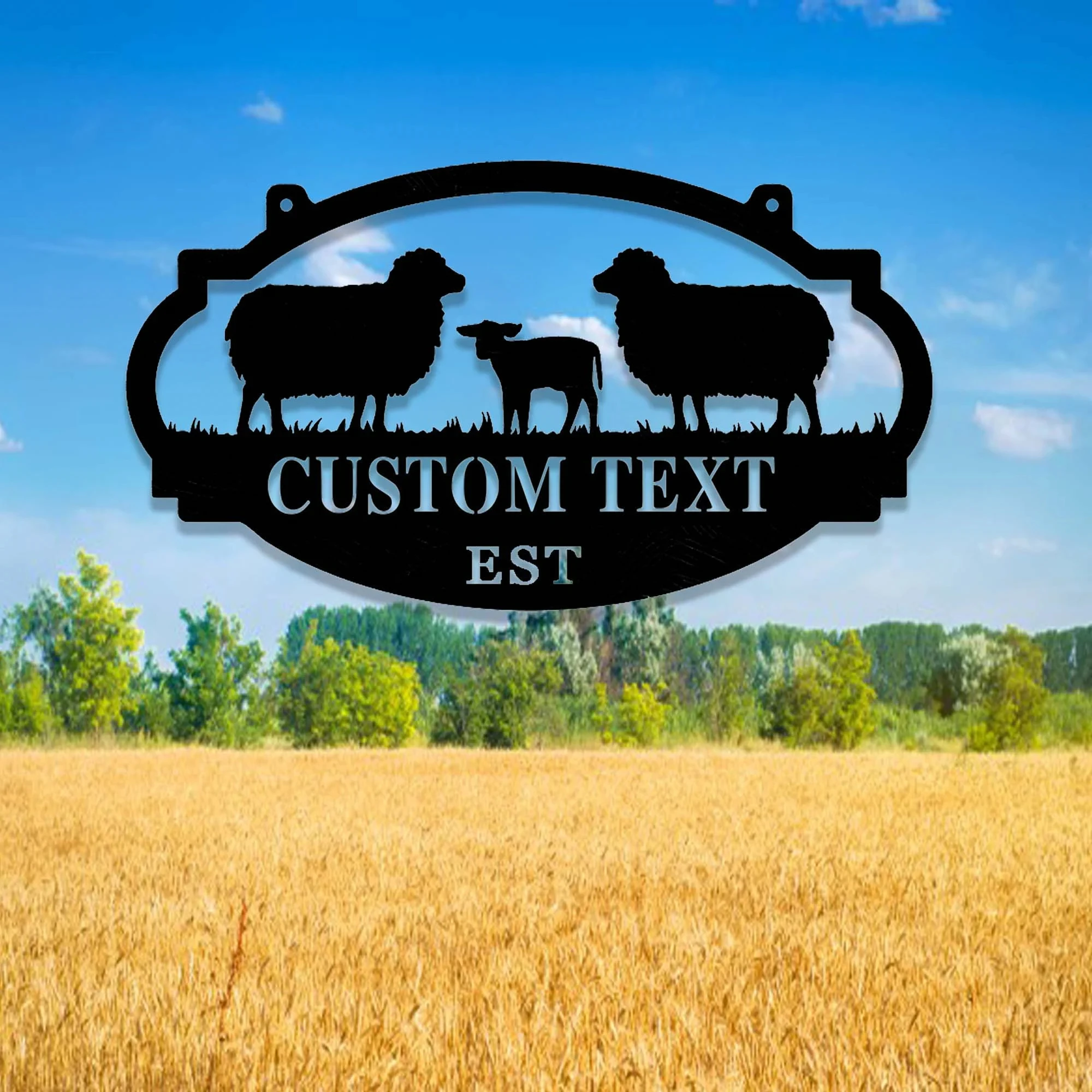 Custom Sheep Farmhouse Metal Sign,Goat Sheep Metal Wall Art,Personalized Lamb Sheep Farm Sign,Metal
