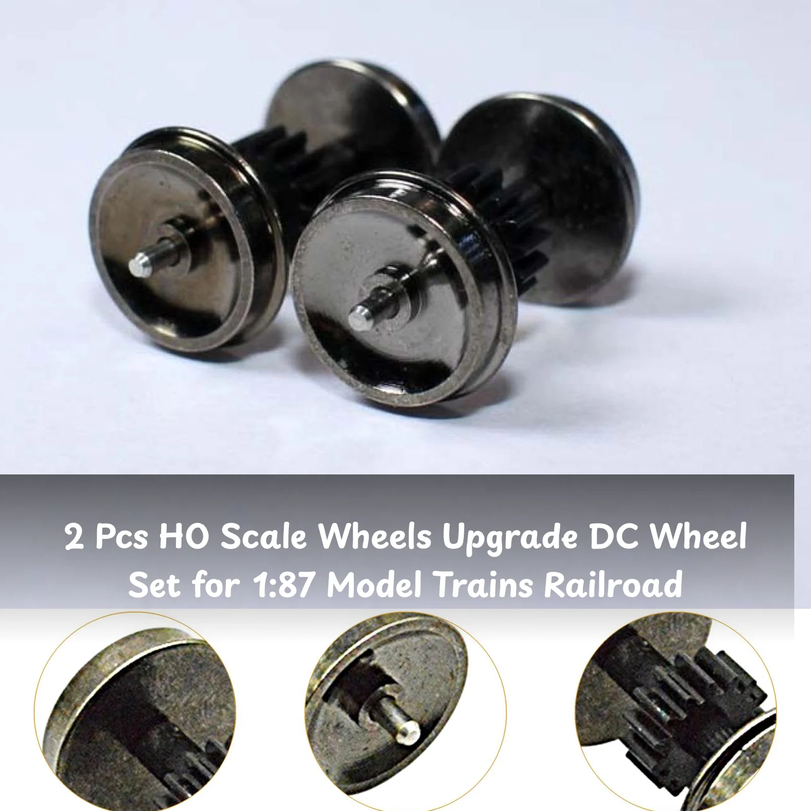2 Pcs Wheels Replacement with 2.2cm Width for Model Train for Model Trains Quick Installation Lightweight Accessory Drive Wheel