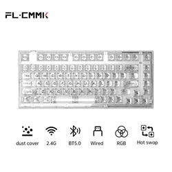 FL ESPORTS Q75 Tri-Mode Mechanical Keyboard 82-Key Hot-Swappable Gasket Mount RGB Backlit Gaming Keyboard for Win/Mac/Android