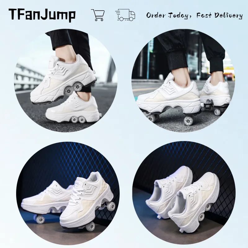 Deformation Roller Skates Shoes Dual-Purpose Children\'S With Wheels Sneakers Shoes With Kid Inline Roller Skates