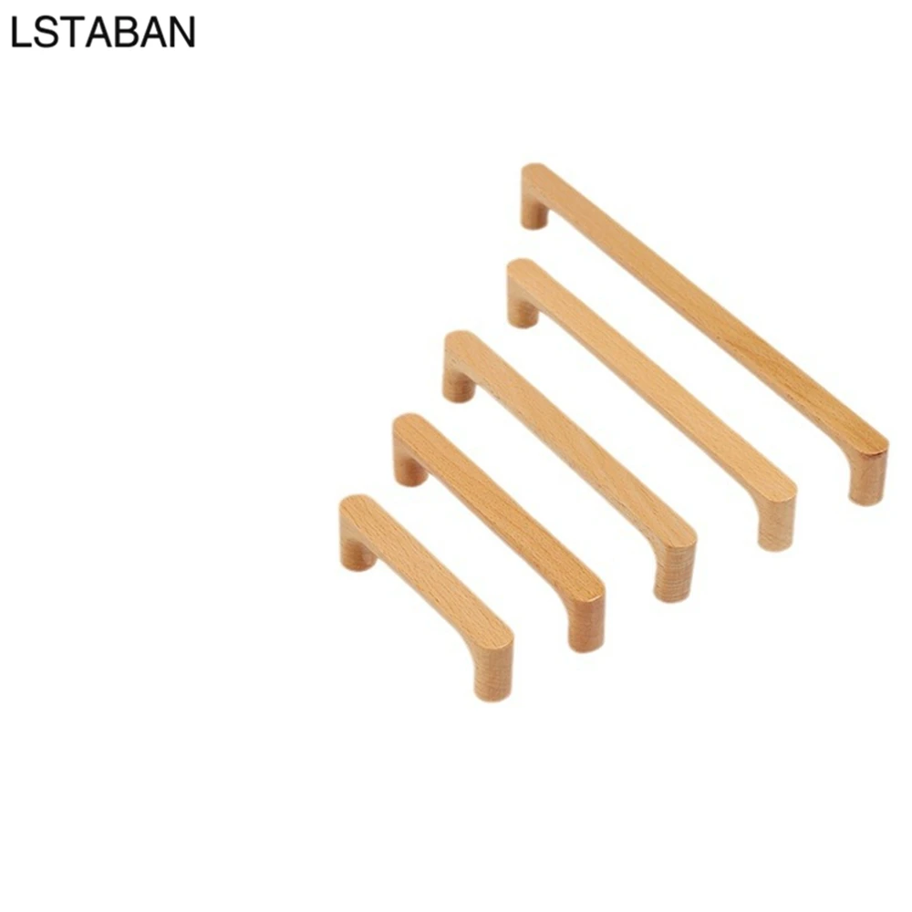 Nordic Wooden Cabinet Handles Solid Wood Furniture Kitchen Door Handle Wardrobe Cupboard Drawer Knobs Hardware Round Pull Handle