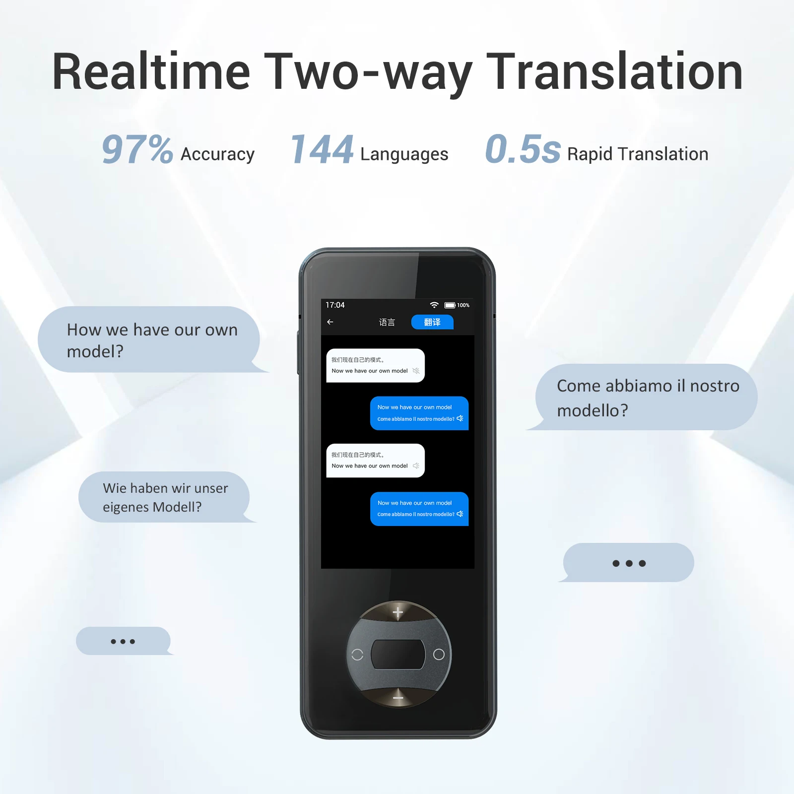 Wooask [W10] Translator,144 Languages, Bi-directional Real-time Offline Translator ,98% Accuracy,Ideal for Travel Business