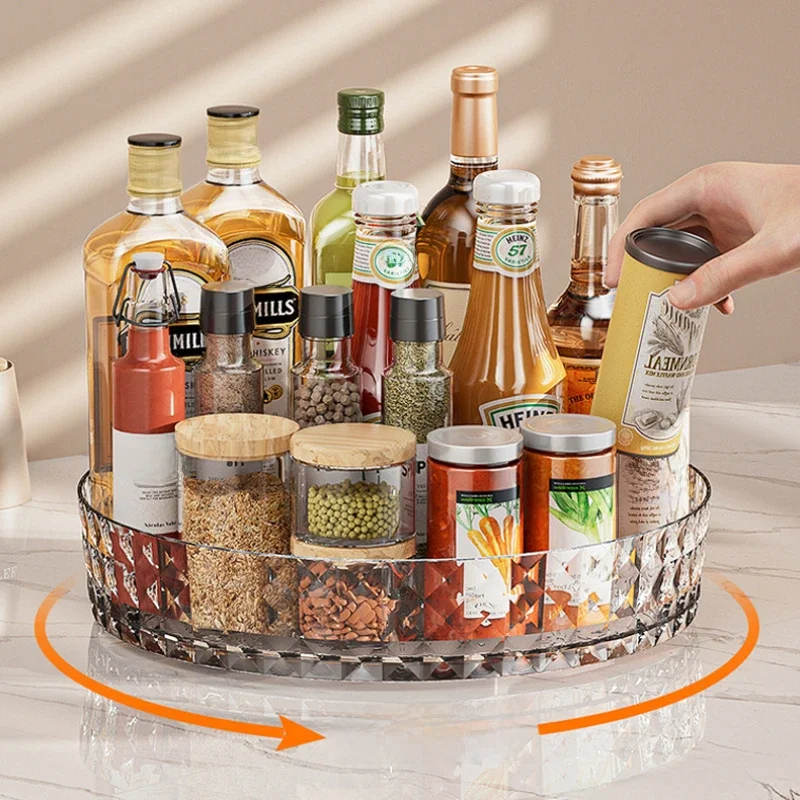 Non-Slip Seasoning Storage Rack, Kitchen Spice Rack, Cabinet Organizer, Plate, Cosmetic Bin, 360