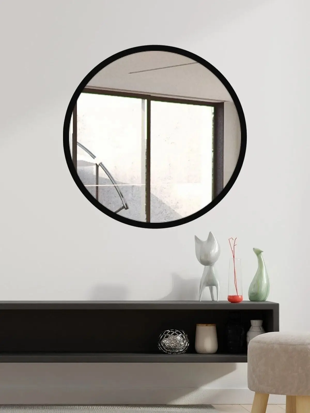 Decorative 3D Round Wall Mirror Black Hallway Home Living Room Kitchen Bathroom Wc Office Large Size Luxury Mirror Decoration