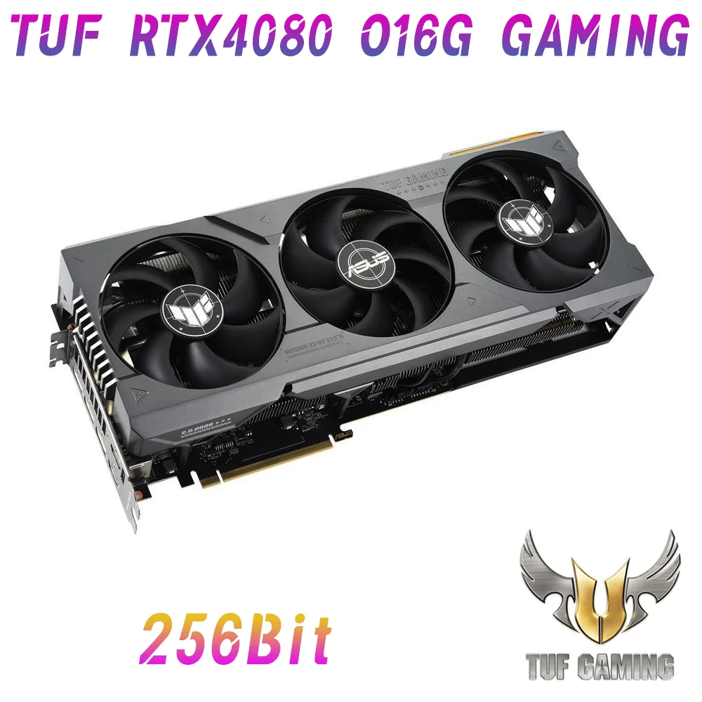 Asus novo tuf rtx 4080 o16g placa gráfica de jogos gddr6x 16gb placas de vídeo gpu 256bit nvidia rtx4080 pcie4.0 oc modo 2625 mhz CUDA Core 9728 HDMI DisplayPort suporta Intel AMD CPU Motherboard para jogos de PC