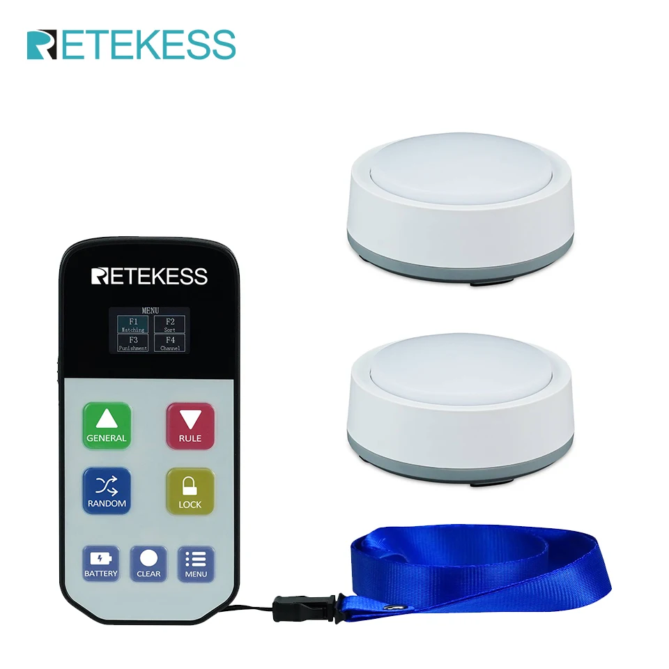 Retekess TM102 Wireless Quiz Answer Game Buzzer System 3 Answer Modes 4 Color For Competition Game Show Family Games Blind Test