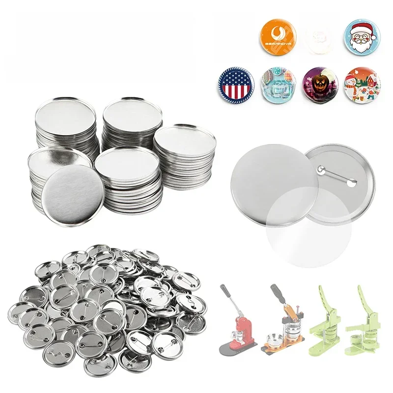 100Set Blank Badge Pin Button Maker Części do robienia 25mm 32mm 37mm 44mm 58mm DIY Button Making for Punch Press Machine — 2