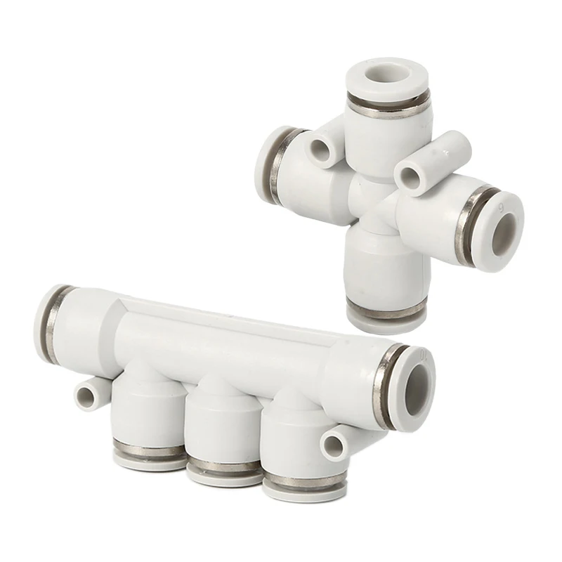 High Quality White PZA PK Pneumatic Connector Four-way Five-way Air Hose Quick Release Pneumatic Fitting Accessories