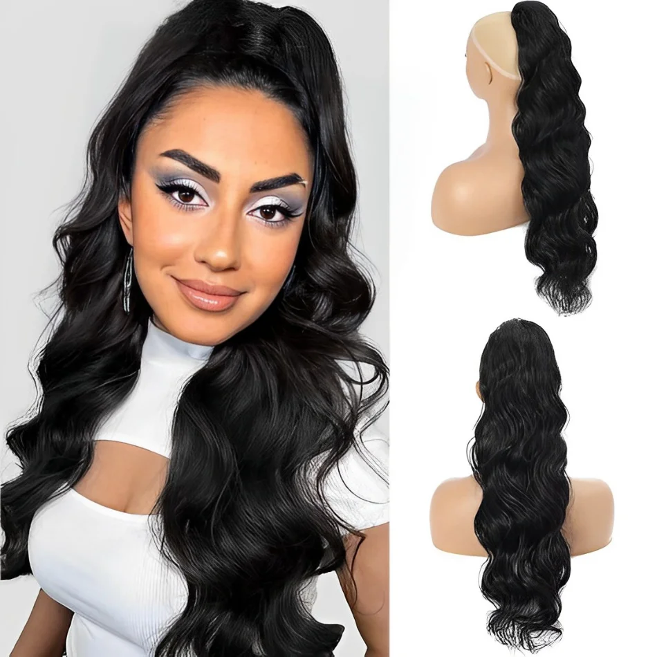 Natuurlijke Body Wave Trekkoord Paardenstaart Menselijk Haar Braziliaanse Body Clip In Extensions Voor Vrouwen Remy Natuurlijke Kleur 30 Inch Paardenstaart