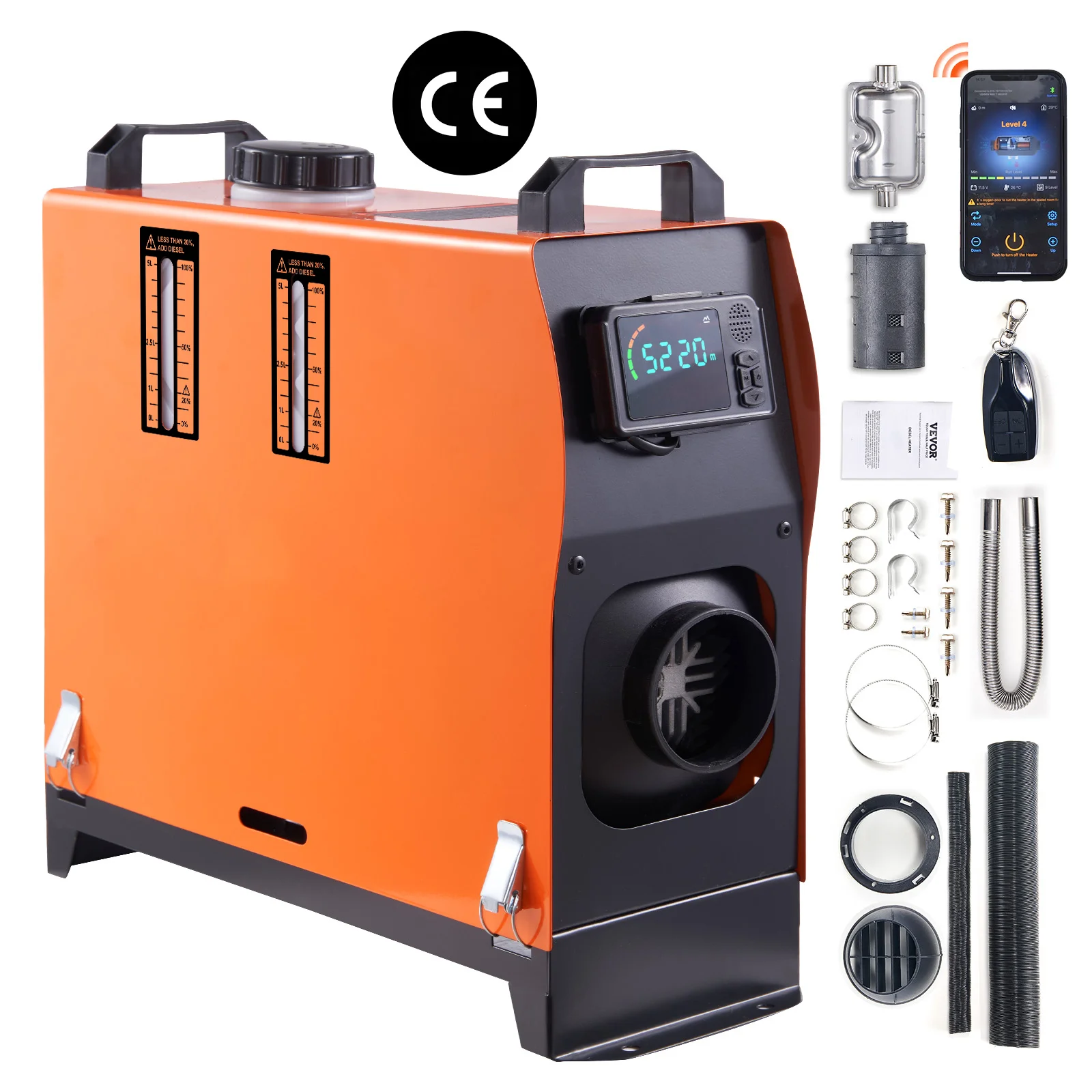 Riscaldatore ad aria diesel SucceBuy 8KW con controllo tramite app Bluetooth, telecomando e display LCD, riscaldatore portatile per parcheggio per camper, roulotte, furgone e barca
