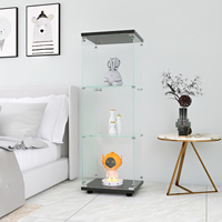 Rosahqnda 3/4-layer glass display cabinet modern glass display cabinet collector display cabinet vertical display cabinet 1 door with lock