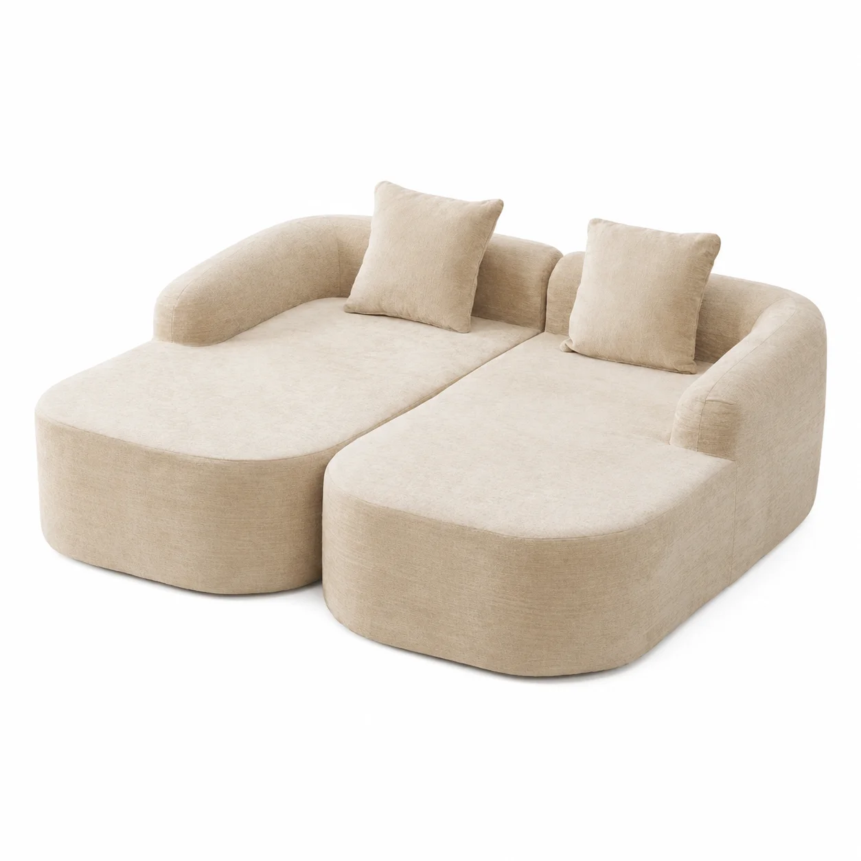 Modulares 3-Sitzer Sofa aus Chenille in Hellkhaki – mit 30D hochelastischem Schaumstoff, rutschfestem Boden & montagefreier Kompressionstechnologie, vielseitig für Wohnzimmer, Schlafzimmer &
