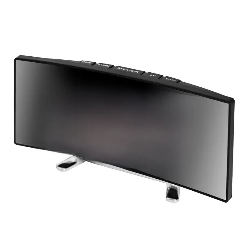 Horloge électronique incurvée créative, grand écran LED, batterie enfichable, réveil miroir à usage touristique, dédié à la chambre des étudiants